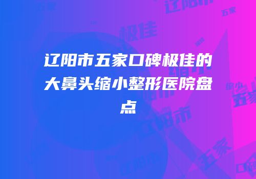 辽阳市五家口碑极佳的大鼻头缩小整形医院盘点
