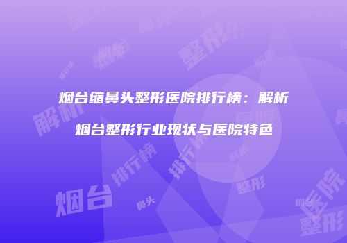 烟台缩鼻头整形医院排行榜：解析烟台整形行业现状与医院特色