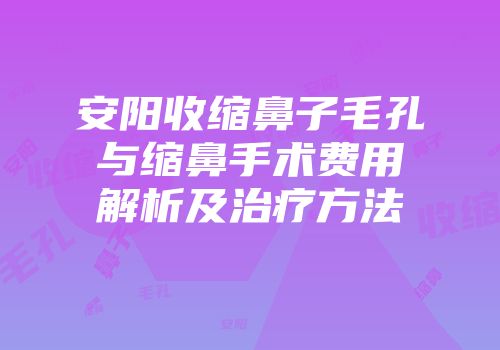 安阳收缩鼻子毛孔与缩鼻手术费用解析及治疗方法