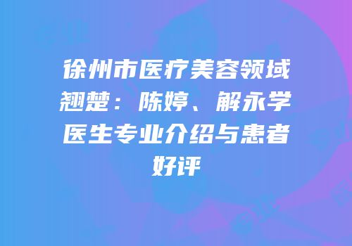 徐州市医疗美容领域翘楚：陈婷、解永学医生专业介绍与患者好评