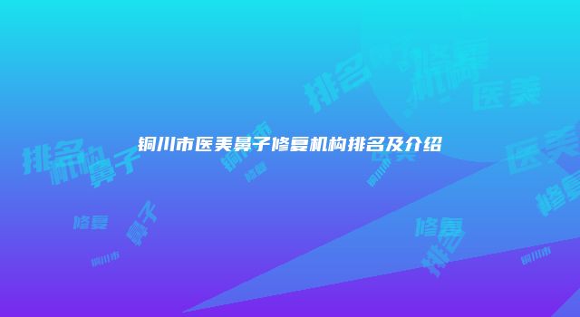 铜川市医美鼻子修复机构排名及介绍
