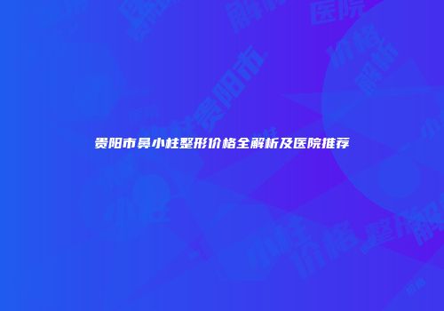贵阳市鼻小柱整形价格全解析及医院推荐