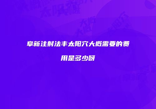 阜新注射法丰太阳穴大概需要的费用是多少呀