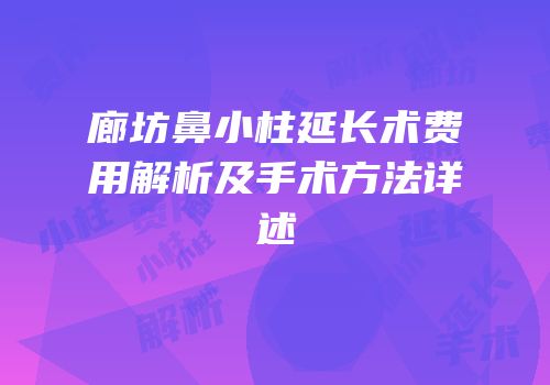 廊坊鼻小柱延长术费用解析及手术方法详述