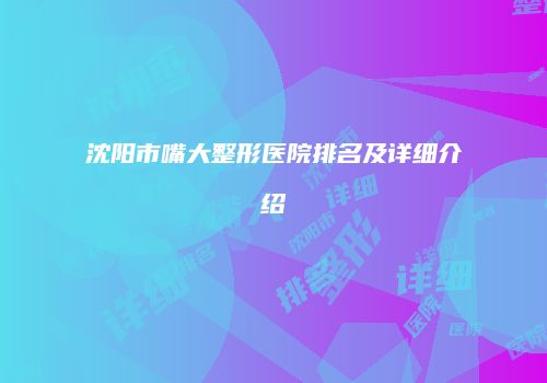 沈阳市嘴大整形医院排名及详细介绍