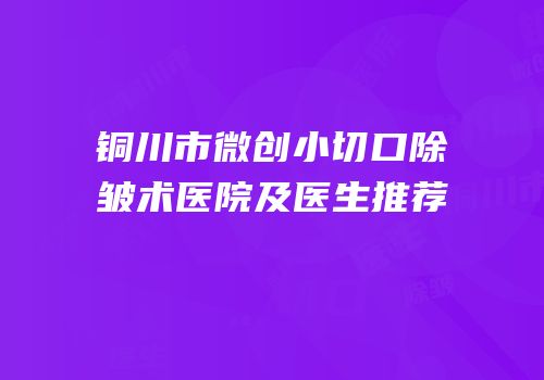 铜川市微创小切口除皱术医院及医生推荐