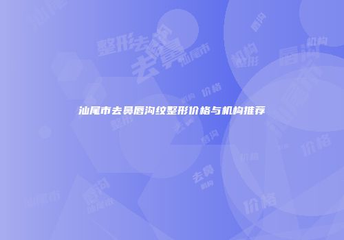 汕尾市去鼻唇沟纹整形价格与机构推荐