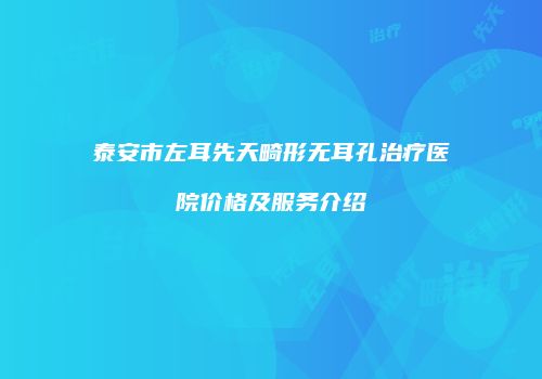 泰安市左耳先天畸形无耳孔治疗医院价格及服务介绍