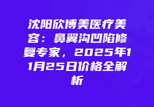 沈阳欣博美医疗美容：鼻翼沟凹陷修复专家，2025年11月25日价格全解析