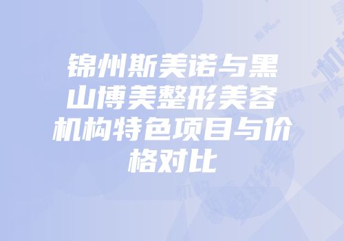 锦州斯美诺与黑山博美整形美容机构特色项目与价格对比