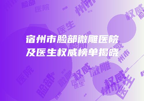 宿州市脸部微雕医院及医生权威榜单揭晓