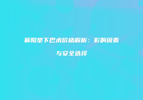 襄阳垫下巴术价格解析：影响因素与安全选择
