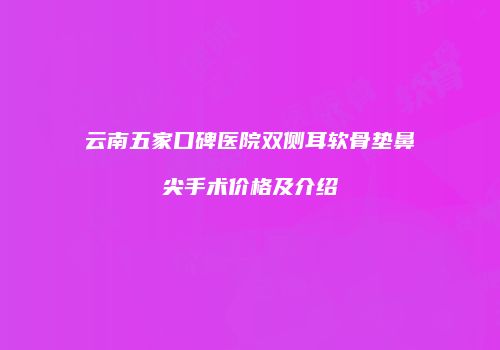 云南五家口碑医院双侧耳软骨垫鼻尖手术价格及介绍