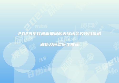 2025年甘肃省玻尿酸去除法令纹项目价格解析及医院医生推荐