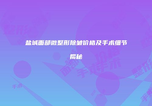 盐城面部微整形除皱价格及手术细节揭秘