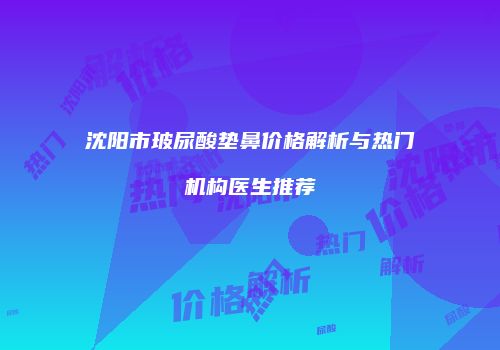沈阳市玻尿酸垫鼻价格解析与热门机构医生推荐