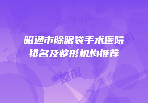 昭通市除眼袋手术医院排名及整形机构推荐