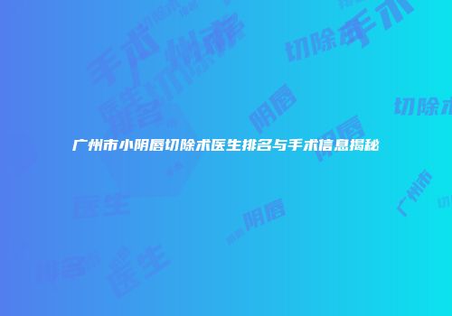 广州市小阴唇切除术医生排名与手术信息揭秘