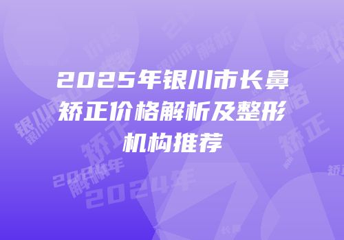 2025年银川市长鼻矫正价格解析及整形机构推荐