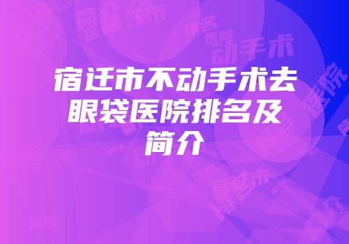 宿迁市不动手术去眼袋医院排名及简介