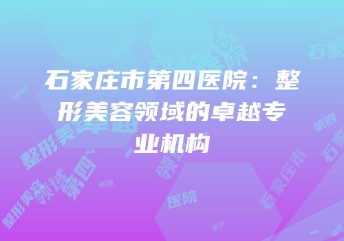 石家庄市第四医院：整形美容领域的卓越专业机构
