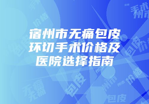 宿州市无痛包皮环切手术价格及医院选择指南