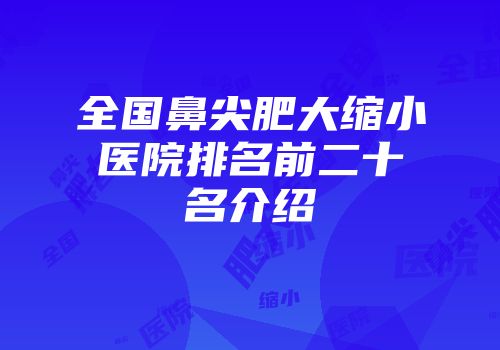 全国鼻尖肥大缩小医院排名前二十名介绍