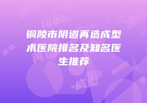 铜陵市阴道再造成型术医院排名及知名医生推荐