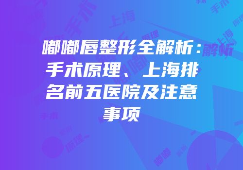 嘟嘟唇整形全解析：手术原理、上海排名前五医院及注意事项