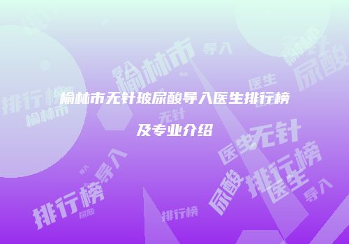 榆林市无针玻尿酸导入医生排行榜及专业介绍