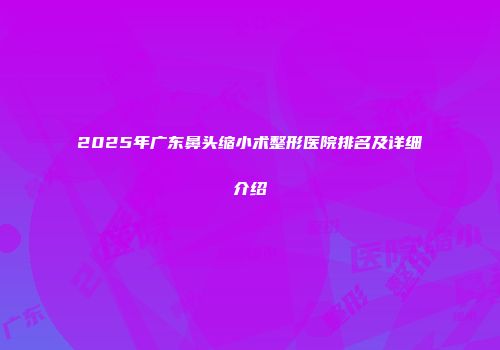 2025年广东鼻头缩小术整形医院排名及详细介绍