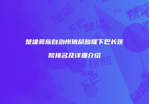 楚雄彝族自治州玻尿酸隆下巴长医院排名及详细介绍