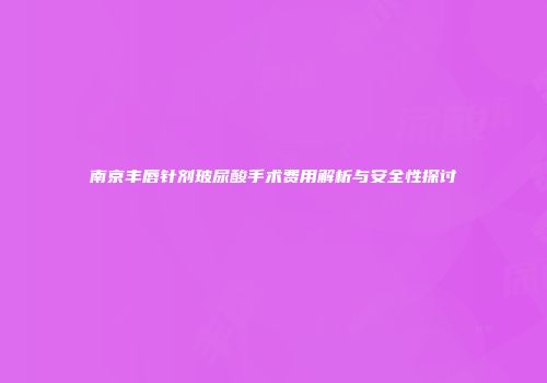 南京丰唇针剂玻尿酸手术费用解析与安全性探讨