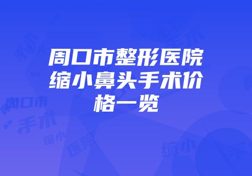 周口市整形医院缩小鼻头手术价格一览