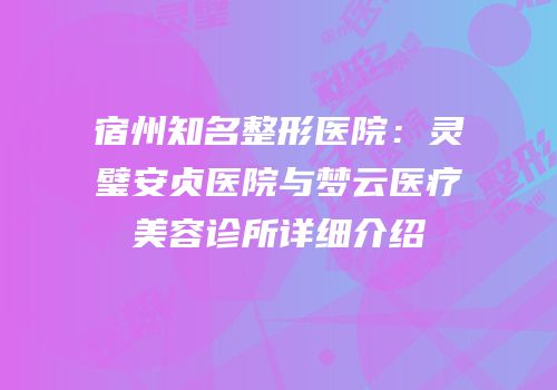 宿州知名整形医院：灵璧安贞医院与梦云医疗美容诊所详细介绍