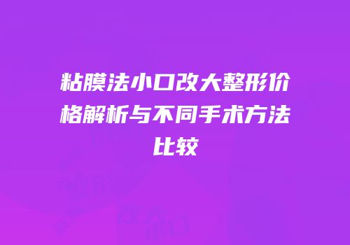 粘膜法小口改大整形价格解析与不同手术方法比较