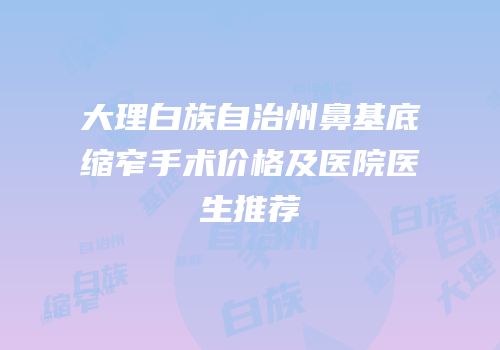 大理白族自治州鼻基底缩窄手术价格及医院医生推荐