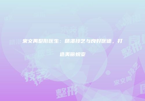 宋文禺整形医生：精湛技艺与良好医德，打造美丽蜕变