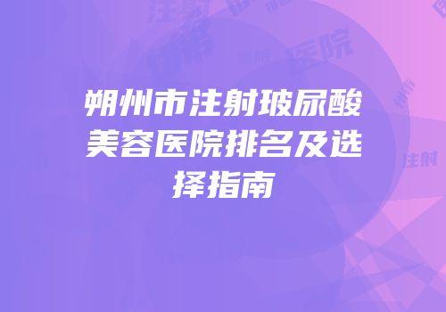 朔州市注射玻尿酸美容医院排名及选择指南
