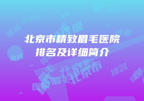 北京市精致眉毛医院排名及详细简介
