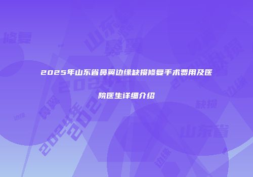 2025年山东省鼻翼边缘缺损修复手术费用及医院医生详细介绍