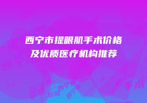西宁市提眼肌手术价格及优质医疗机构推荐