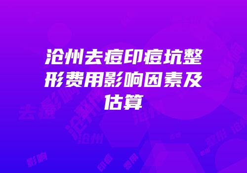 沧州去痘印痘坑整形费用影响因素及估算