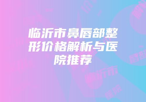临沂市鼻唇部整形价格解析与医院推荐
