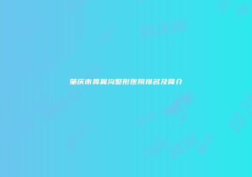 肇庆市鼻翼沟整形医院排名及简介