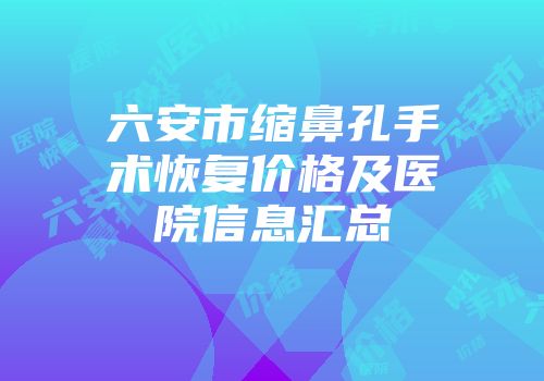 六安市缩鼻孔手术恢复价格及医院信息汇总