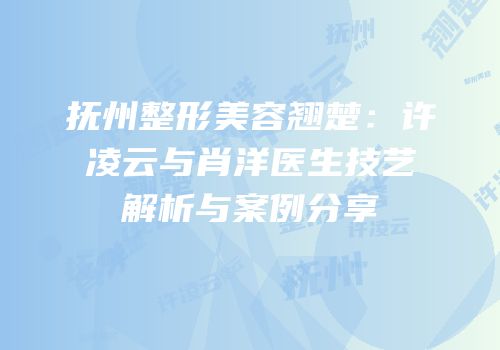 抚州整形美容翘楚：许凌云与肖洋医生技艺解析与案例分享