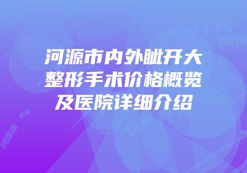 河源市内外眦开大整形手术价格概览及医院详细介绍