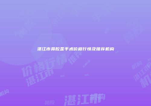 湛江市鼻腔歪手术价格行情及推荐机构