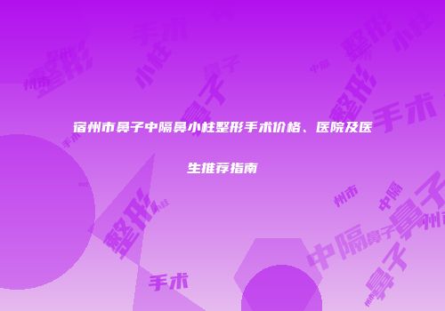 宿州市鼻子中隔鼻小柱整形手术价格、医院及医生推荐指南
